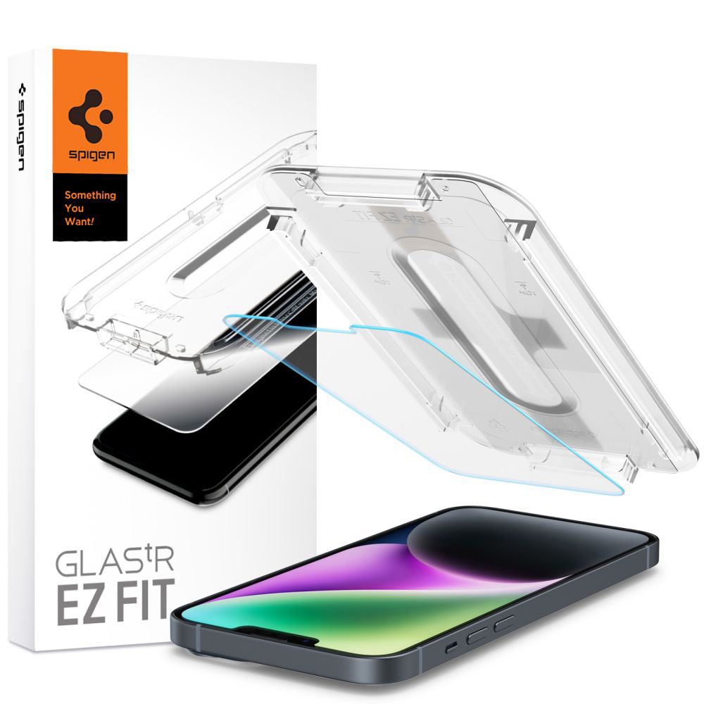 Folie de sticlă Spigen Glas.tR EZ Fit pentru iPhone 13 / 13 Pro / 14 / 16e / 17e – 1 folie – imagine 1