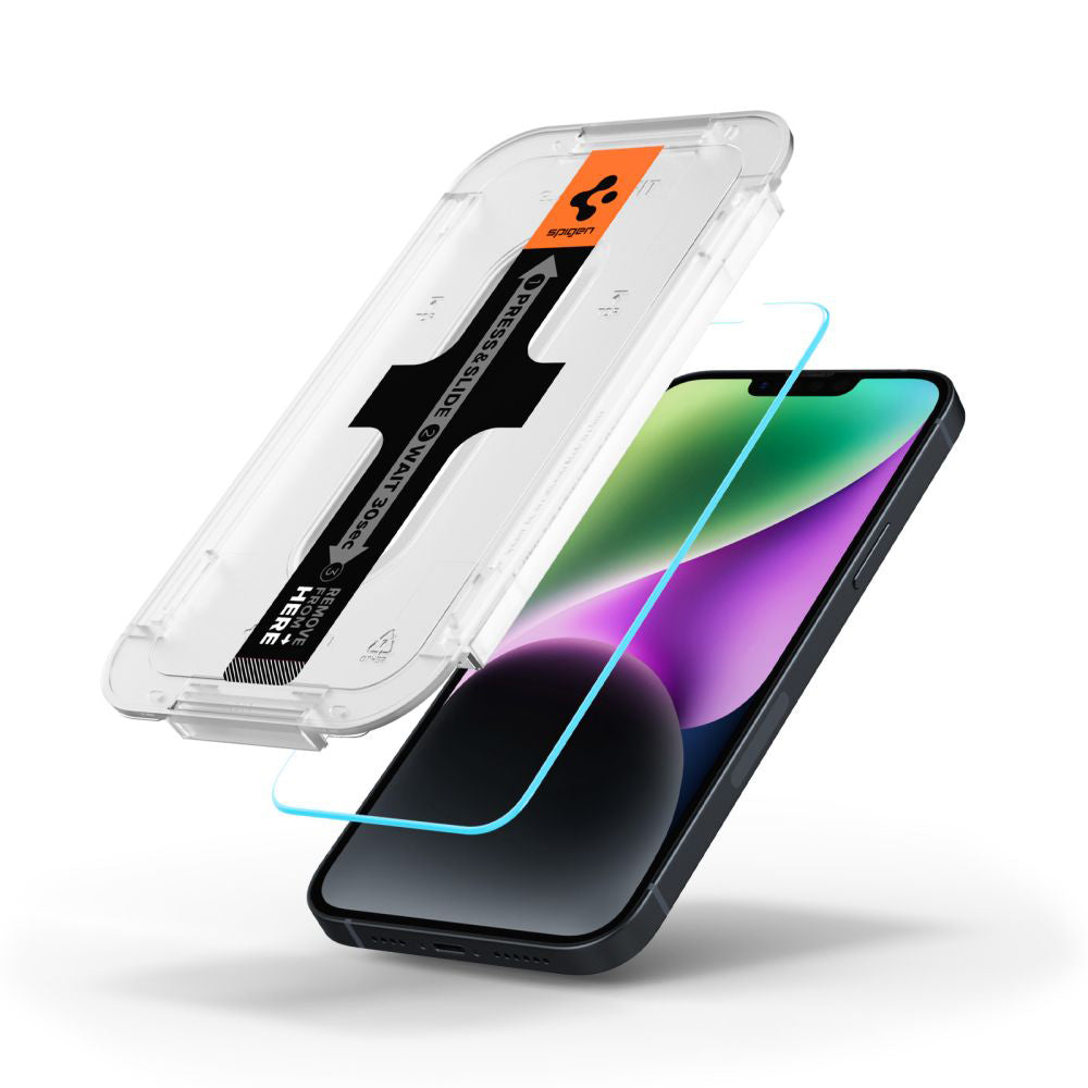 Folie de sticlă Spigen Glas.tR EZ Fit pentru iPhone 13 / 13 Pro / 14 / 16e / 17e – 1 folie – imagine 3