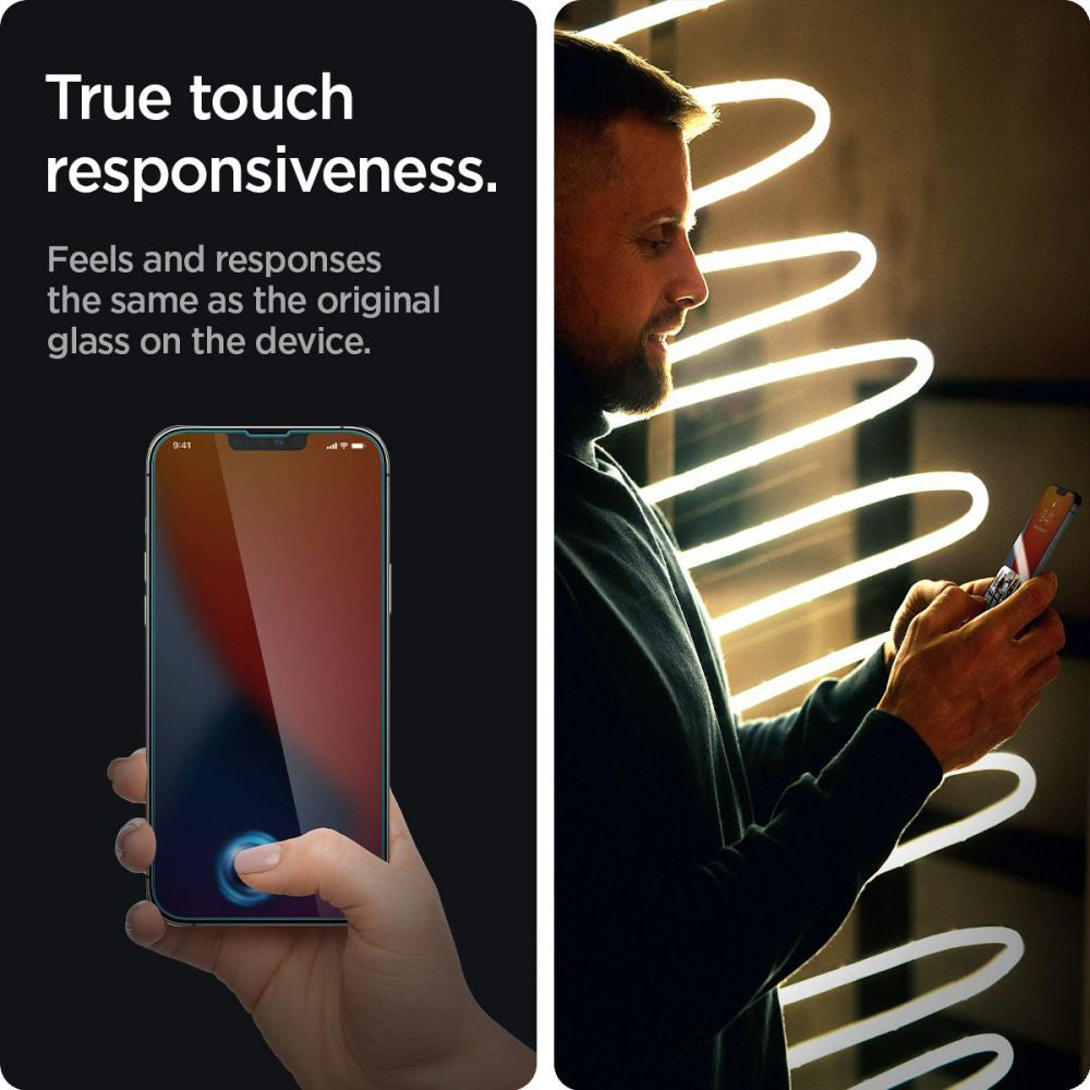 Folie de sticlă privacy Spigen Glas.tR Slim pentru iPhone 13 / 13 Pro / 14 / 16e / 17e – imagine 5