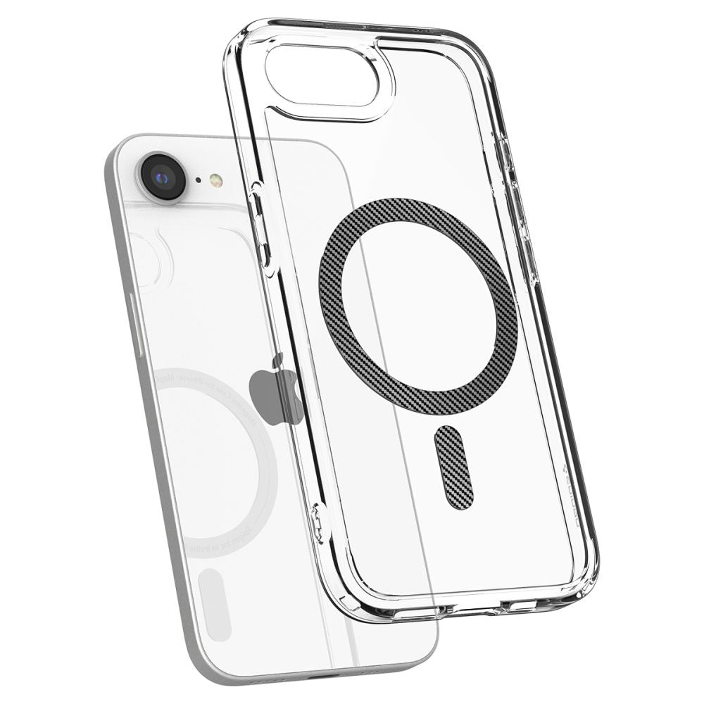 Husă Spigen Ultra Hybrid MagSafe iPhone 16e / 17e – Transparent / Carbon Fiber – imagine 4