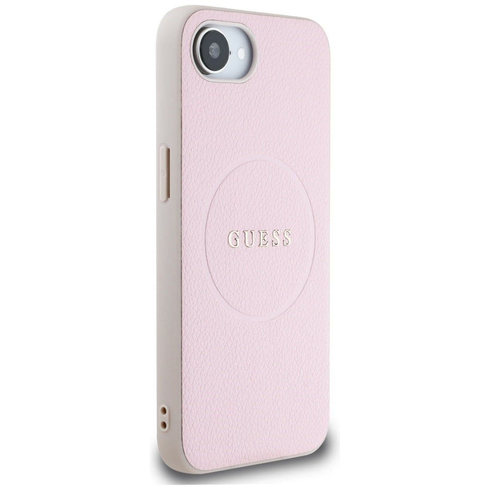 Husă Guess iPhone 16e Grained Gold Ring MagSafe, roz – imagine 2