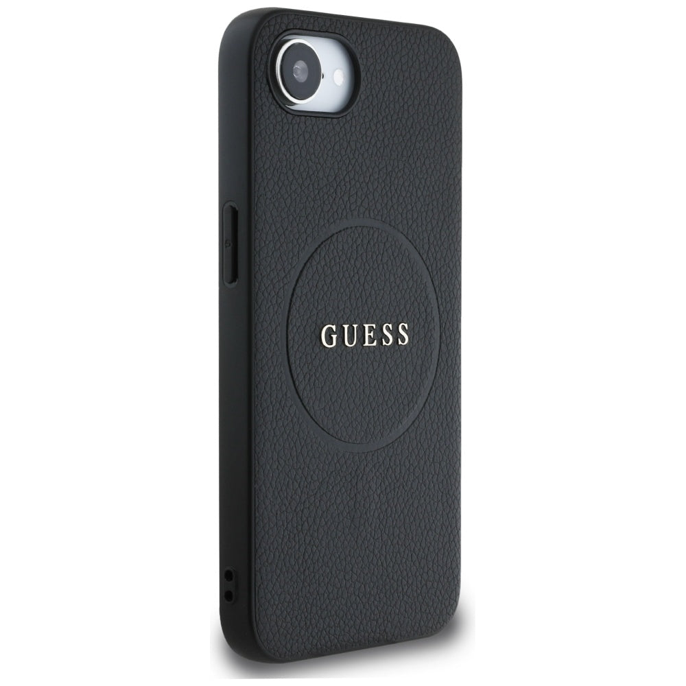 Husă Guess iPhone 16e Grained Gold Ring MagSafe, negru – imagine 2