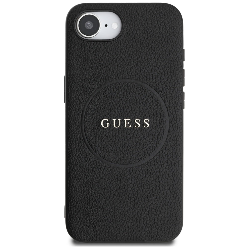 Husă Guess iPhone 16e Grained Gold Ring MagSafe, negru – imagine 1