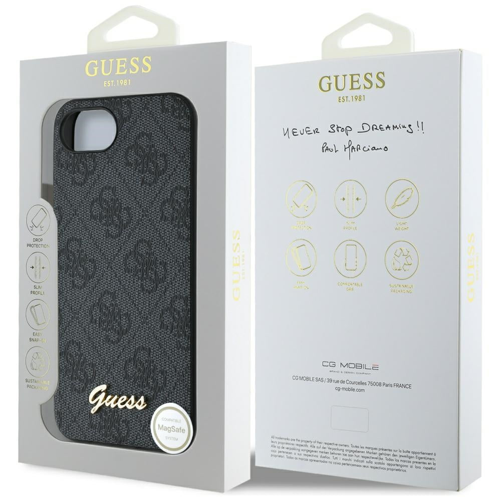 Husă Guess iPhone 16e Hardcase 4G Script Logo, negru – imagine 7