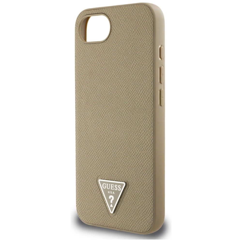 Husă Guess iPhone 16e Grained PU Triangle Logo MagSafe, maro – imagine 2