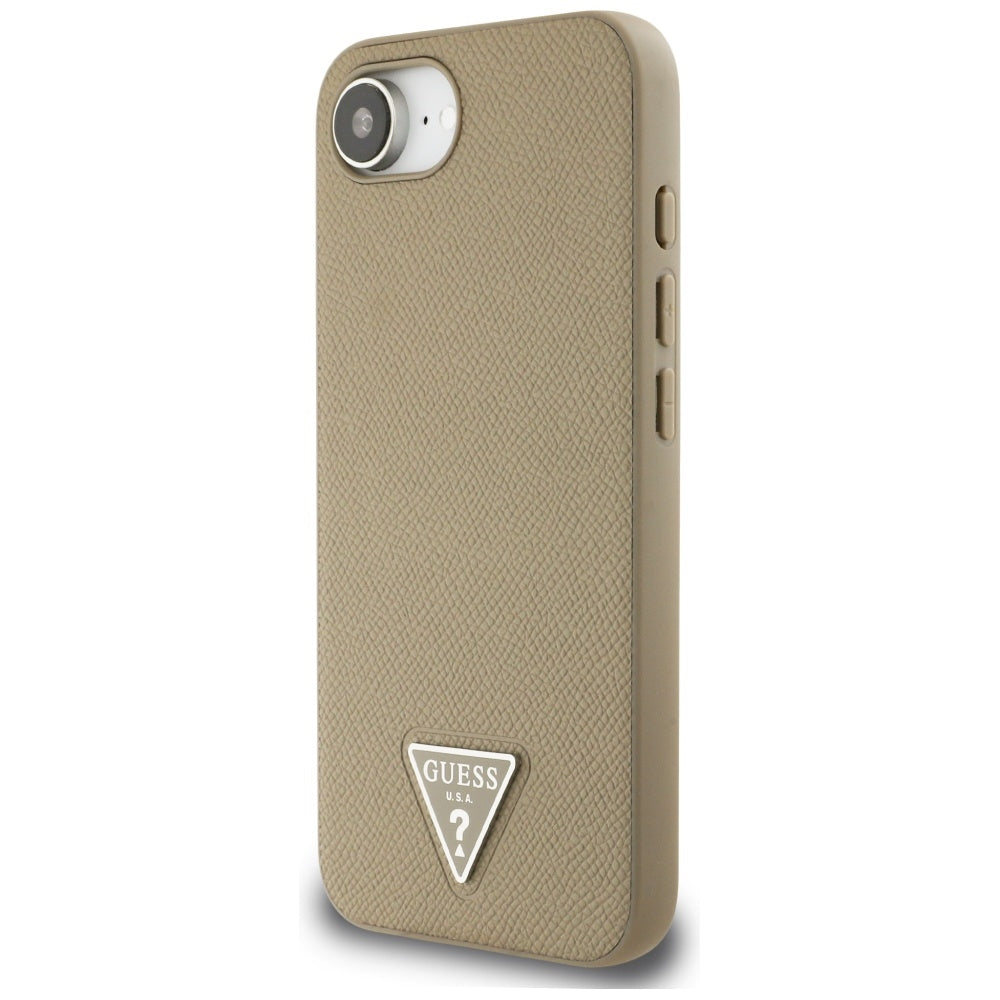 Husă Guess iPhone 16e Grained PU Triangle Logo MagSafe, maro – imagine 3