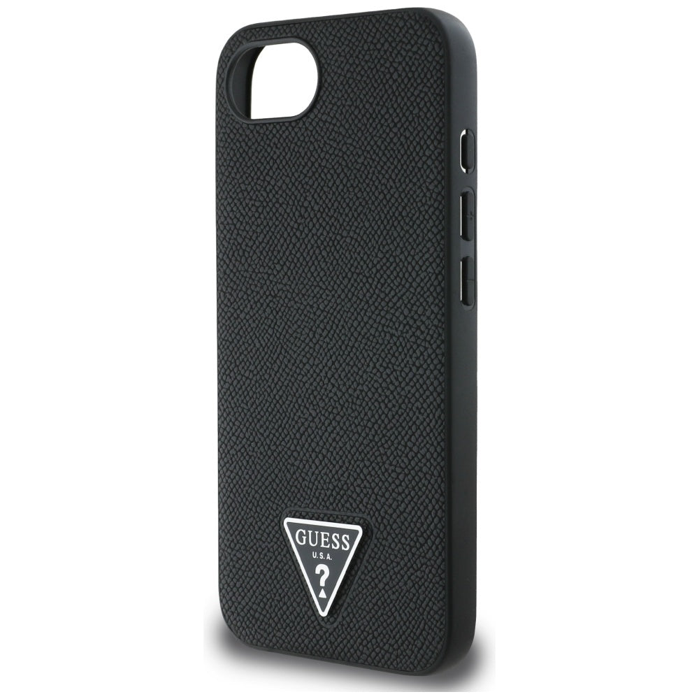 Husă Guess iPhone 16e Grained PU Triangle Logo MagSafe, negru – imagine 1