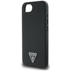 Husă Guess iPhone 16e Grained PU Triangle Logo MagSafe, negru – imagine 1