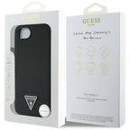 Husă Guess iPhone 16e Grained PU Triangle Logo MagSafe, negru – imagine 6