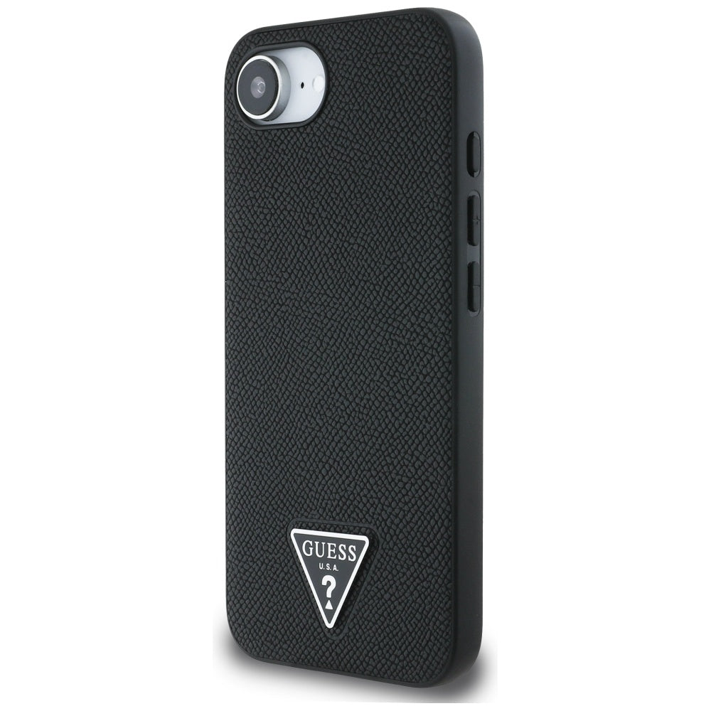 Husă Guess iPhone 16e Grained PU Triangle Logo MagSafe, negru – imagine 2
