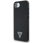 Husă Guess iPhone 16e Grained PU Triangle Logo MagSafe, negru – imagine 2