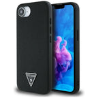 Husă Guess iPhone 16e Grained PU Triangle Logo MagSafe, negru – imagine 5