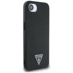 Husă Guess iPhone 16e Grained PU Triangle Logo MagSafe, negru – imagine 3