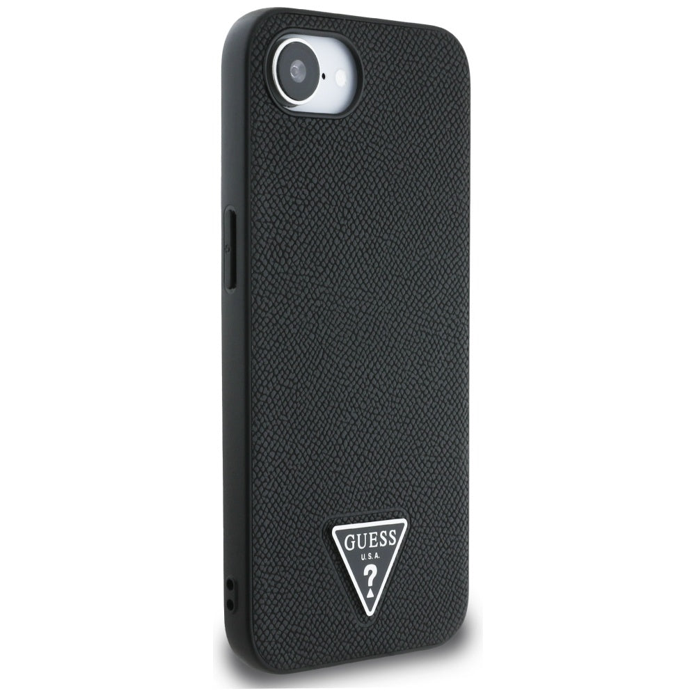 Husă Guess iPhone 16e Grained PU Triangle Logo MagSafe, negru – imagine 3
