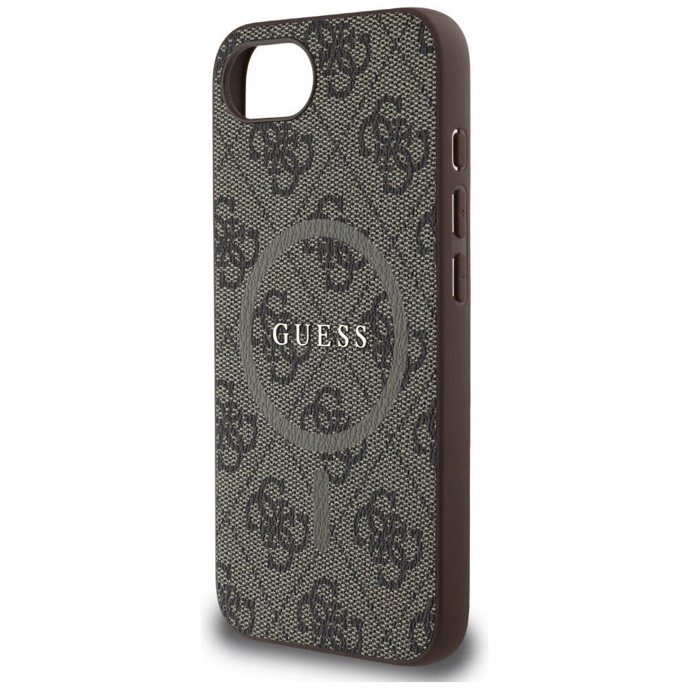 Husă Guess iPhone 16e 4G Ring Classic Logo MagSafe, maro – imagine 3