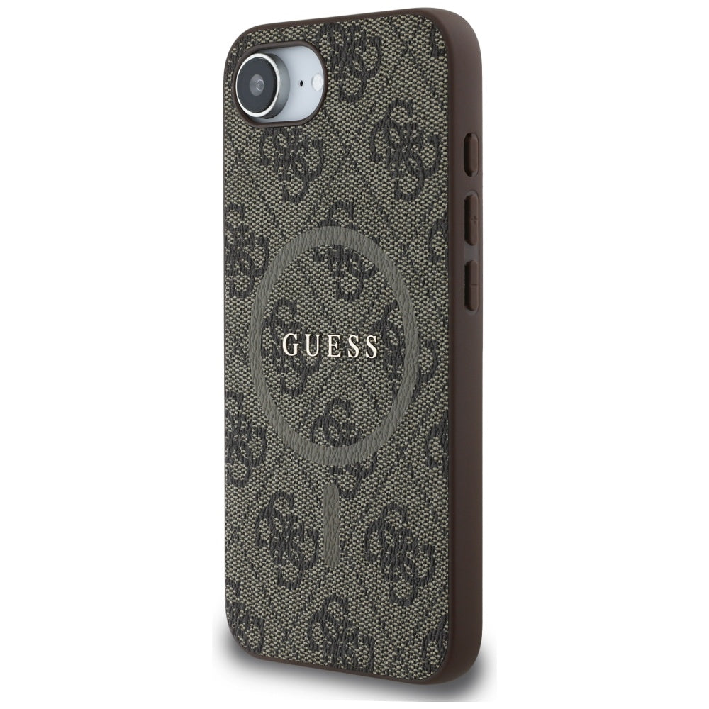 Husă Guess iPhone 16e 4G Ring Classic Logo MagSafe, maro – imagine 2