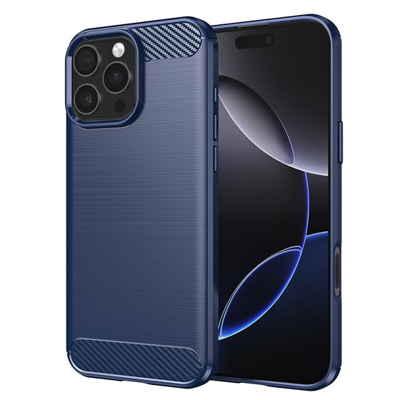 Husă Techsuit Carbon Silicone pentru iPhone 16 Pro Max – albastru