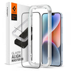 Folie de sticlă Spigen Glas.tR AlignMaster cu ramă neagră pentru iPhone 13 / 13 Pro / 14 / 16e / 17e – 1 folie – imagine 1