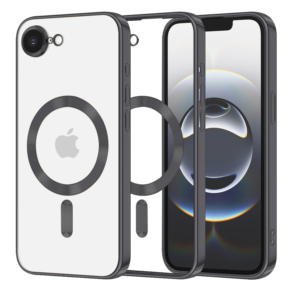 Husă transparentă Techsuit Luxury Crystal MagSafe iPhone 16e / 17e – Negru – imagine 1