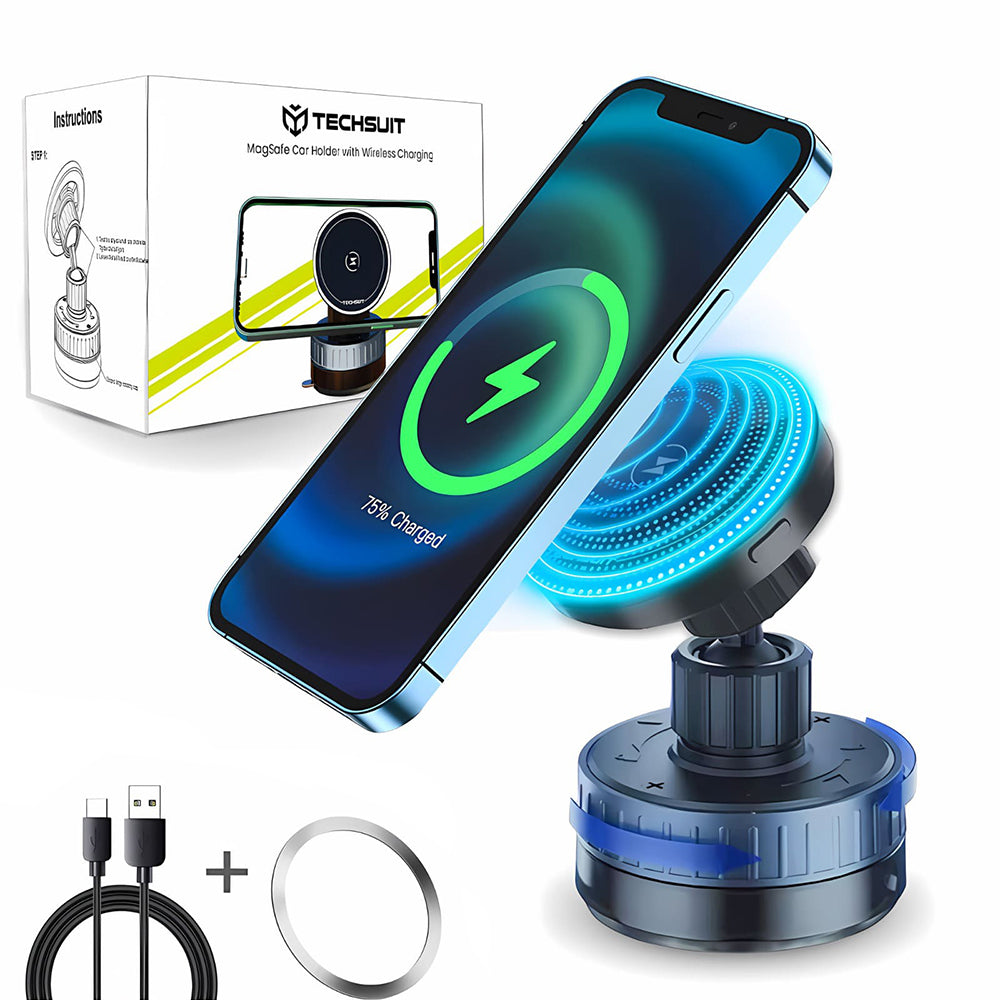 Suport auto Techsuit ChargeMagX cu încărcare wireless 15W – imagine 1
