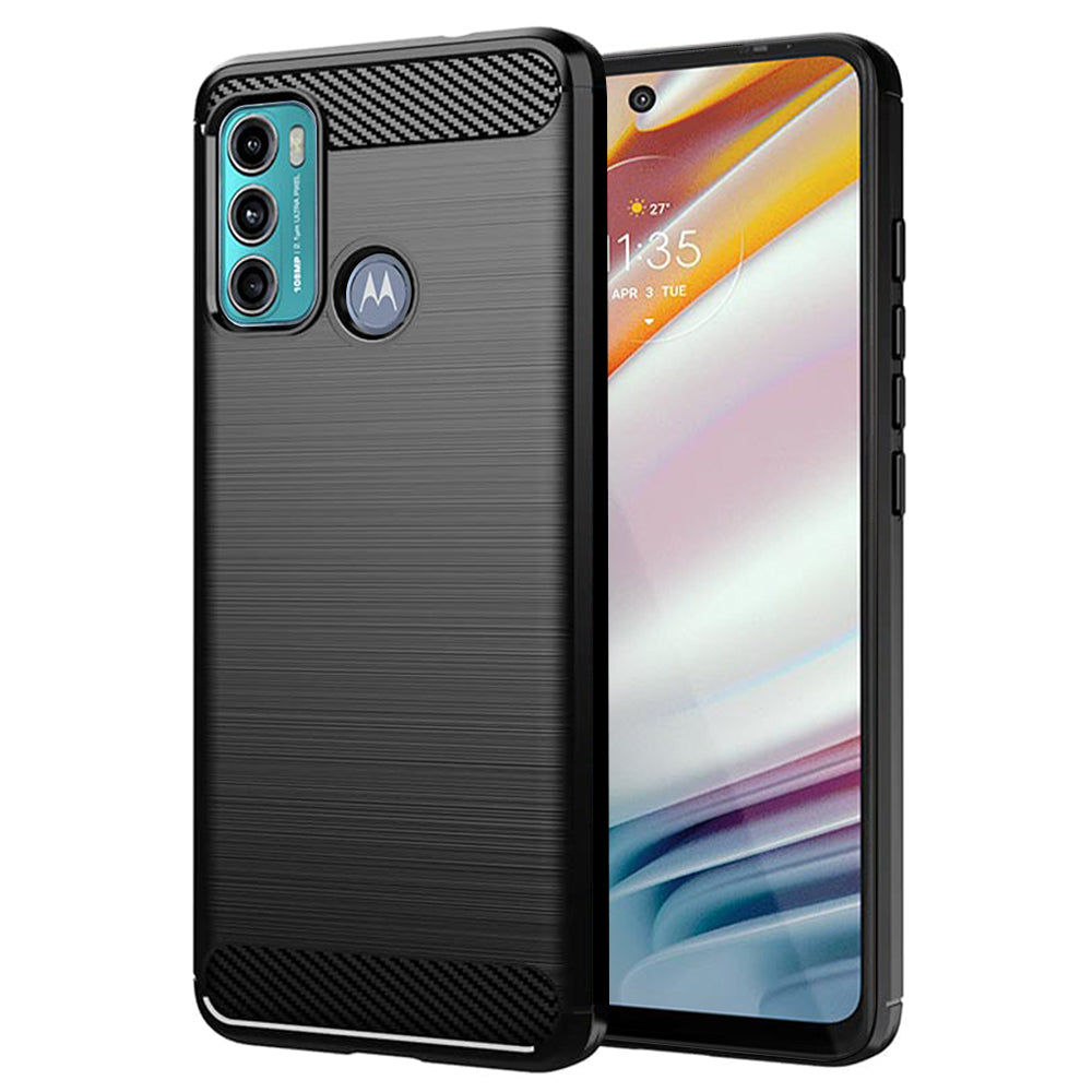 Husă Motorola Moto G60 Techsuit Carbon Silicone, negru – imagine 1