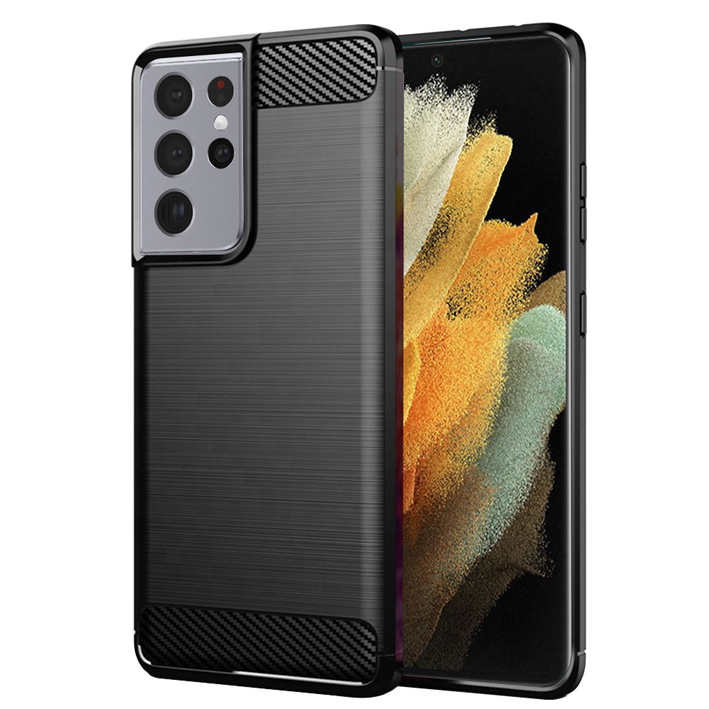 Husă Techsuit Carbon Silicone Galaxy S21 Ultra – imagine 1