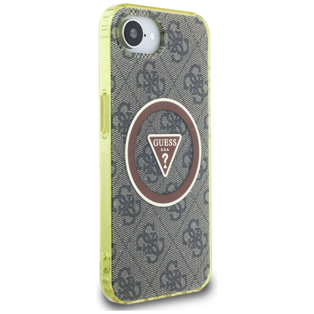 Husă Guess iPhone 16e IML Metal Glitter 4G Circle Triangle, maro – imagine 2