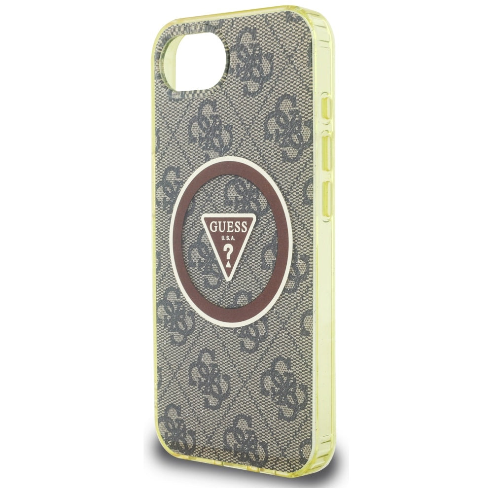 Husă Guess iPhone 16e IML Metal Glitter 4G Circle Triangle, maro – imagine 4