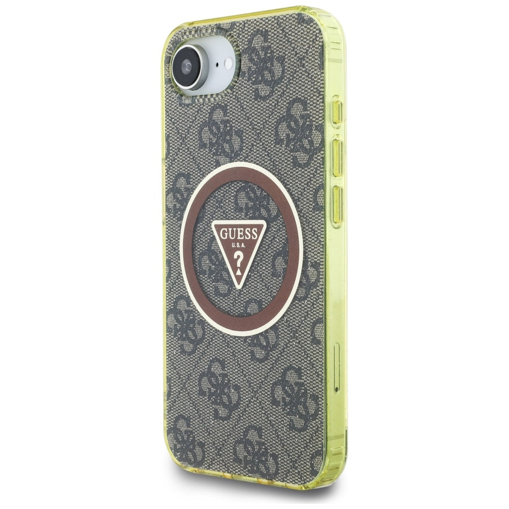 Husă Guess iPhone 16e IML Metal Glitter 4G Circle Triangle, maro – imagine 3