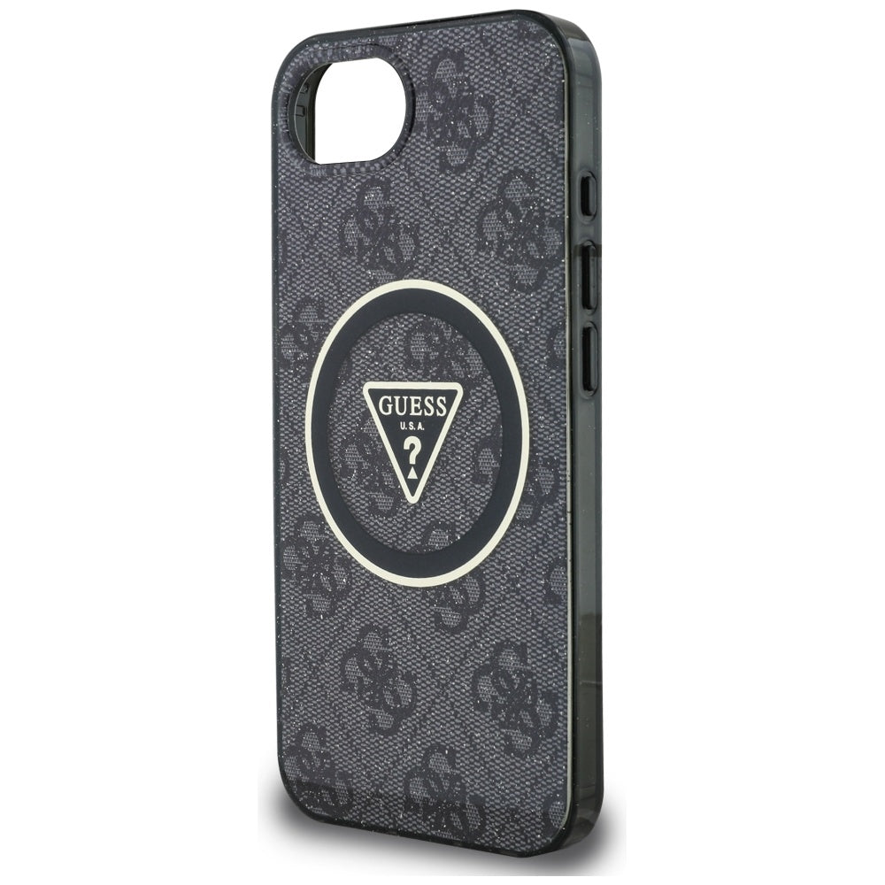 Husă Guess iPhone 16e IML Metal Glitter 4G Circle Triangle, negru – imagine 5