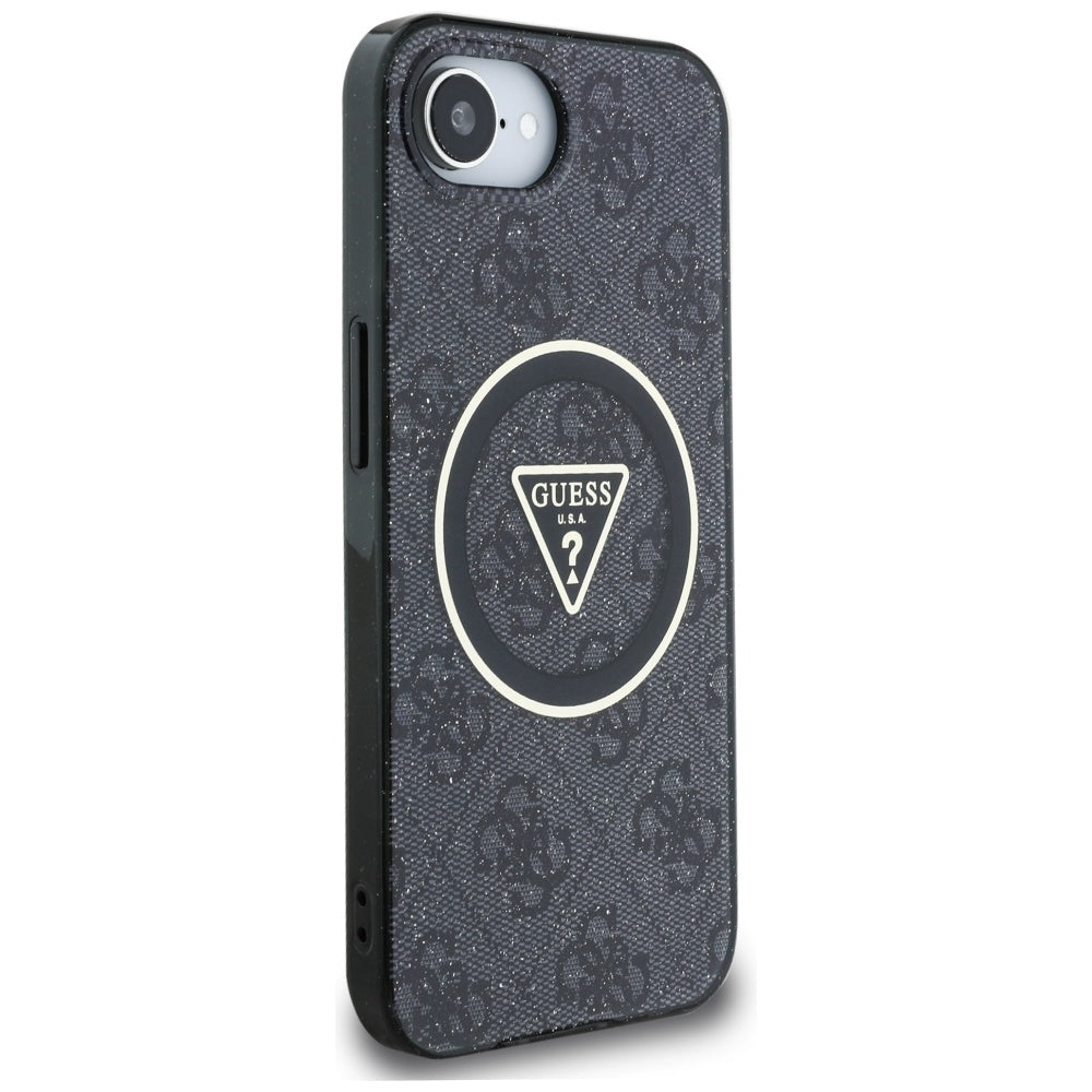 Husă Guess iPhone 16e IML Metal Glitter 4G Circle Triangle, negru – imagine 2