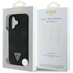 Husă Guess iPhone 16 Peony Grained Hot Stamp Triangle MagSafe, negru – imagine 7