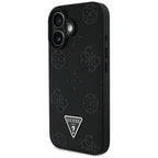 Husă Guess iPhone 16 Peony Grained Hot Stamp Triangle MagSafe, negru – imagine 3