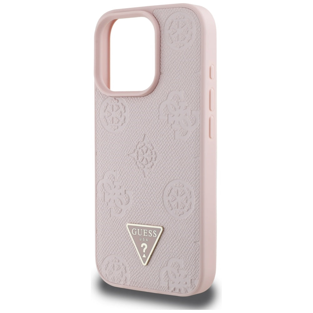 Husă Guess iPhone 16 Pro Peony Grained Hot Stamp Triangle MagSafe, roz – imagine 5