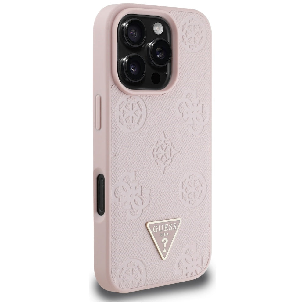 Husă Guess iPhone 16 Pro Peony Grained Hot Stamp Triangle MagSafe, roz – imagine 2