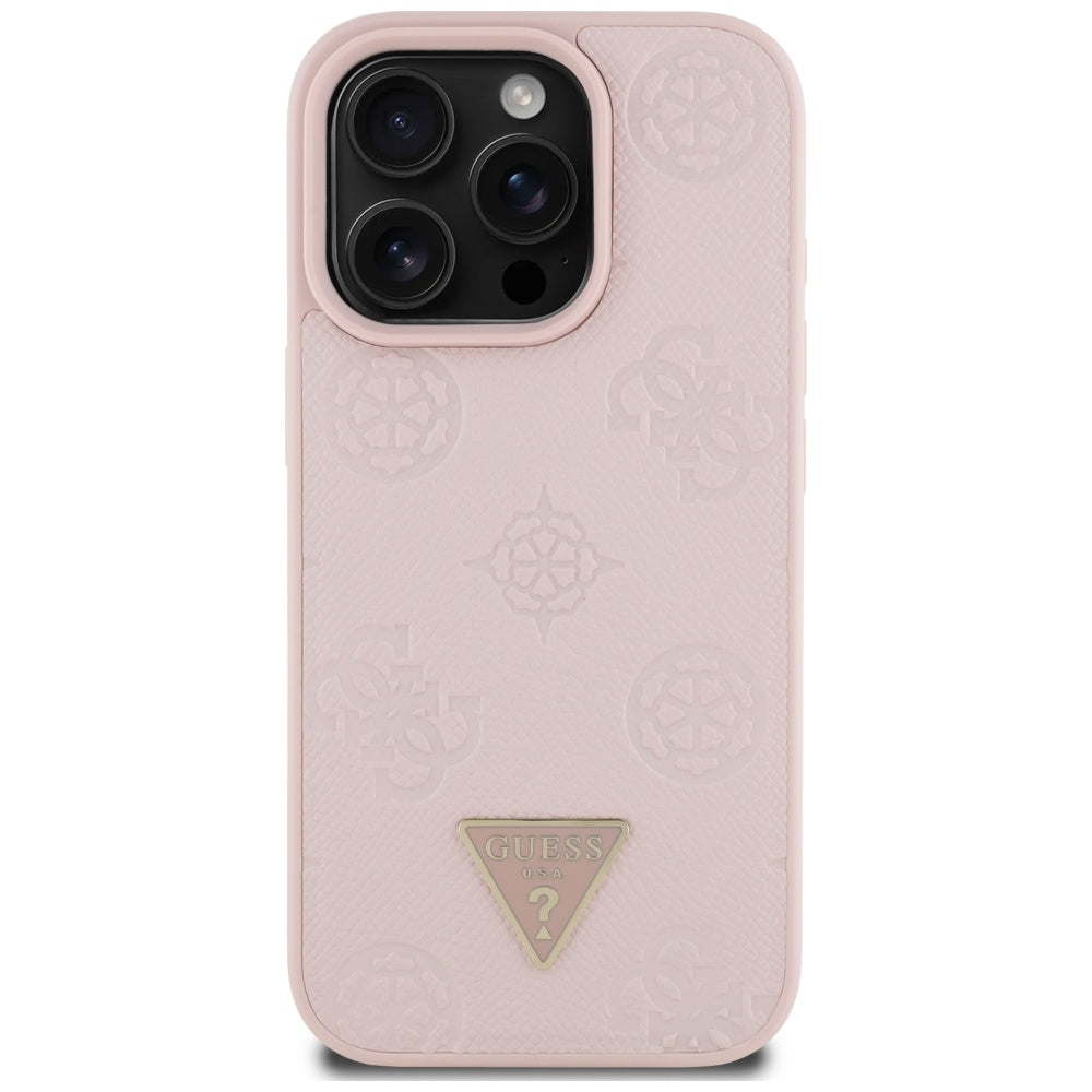 Husă Guess iPhone 16 Pro Peony Grained Hot Stamp Triangle MagSafe, roz – imagine 1