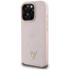 Husă Guess iPhone 16 Pro Peony Grained Hot Stamp Triangle MagSafe, roz – imagine 3