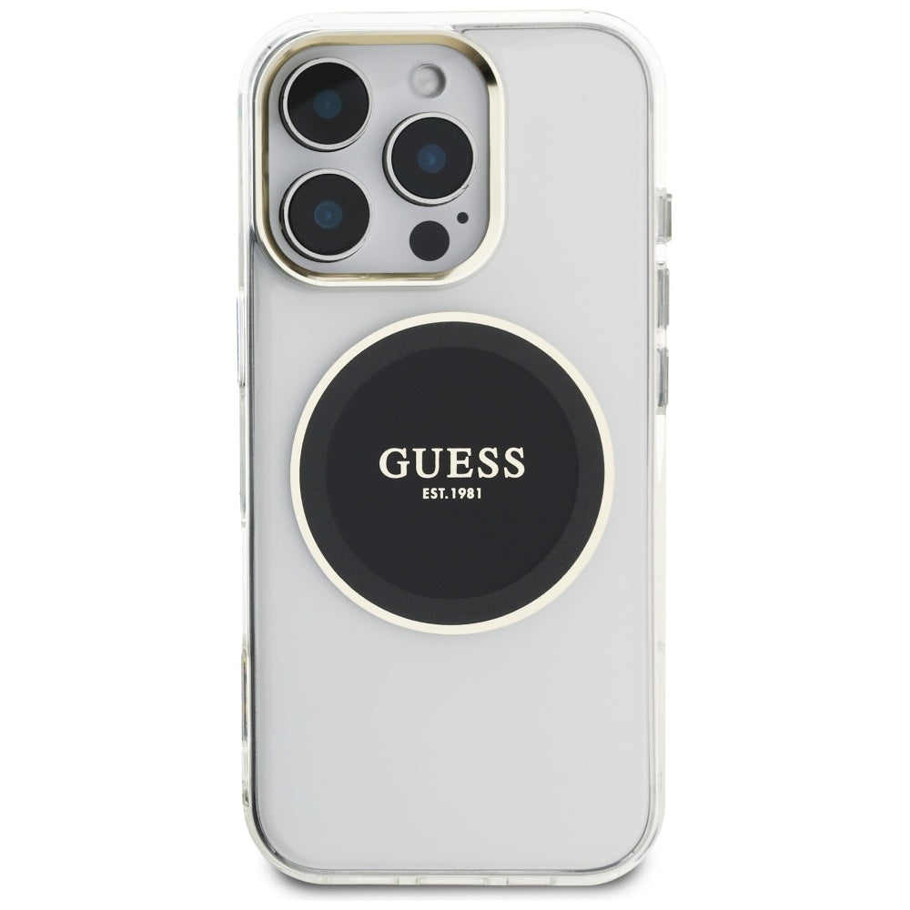 Husă Guess iPhone 16 Pro IML Metal Colored Circle MagSafe, negru – imagine 1