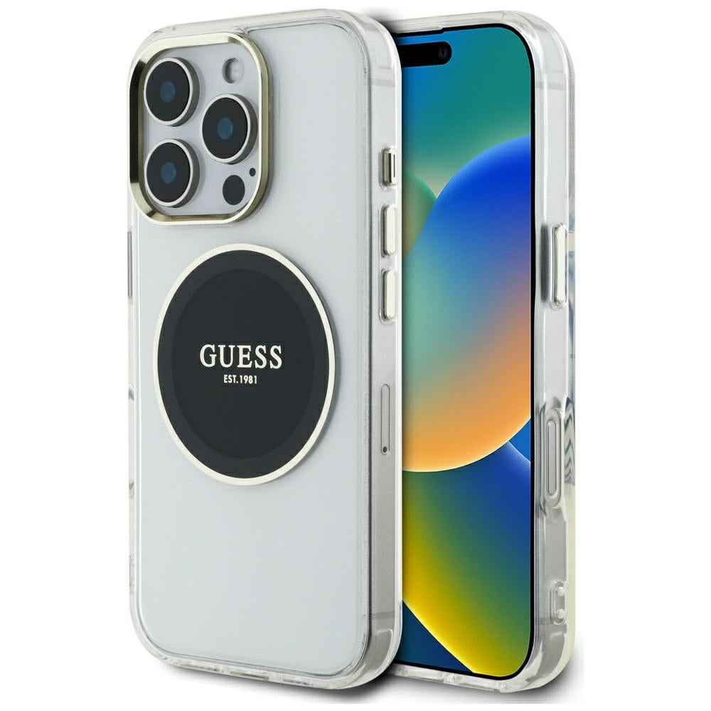 Husă Guess iPhone 16 Pro IML Metal Colored Circle MagSafe, negru – imagine 6