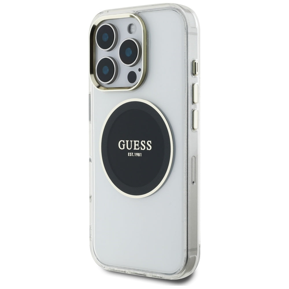 Husă Guess iPhone 16 Pro IML Metal Colored Circle MagSafe, negru – imagine 3