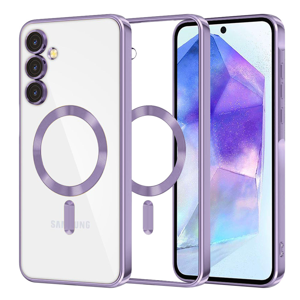 Husă transparentă Techsuit Luxury Crystal MagSafe Galaxy A55 5G – Mov deschis – imagine 8
