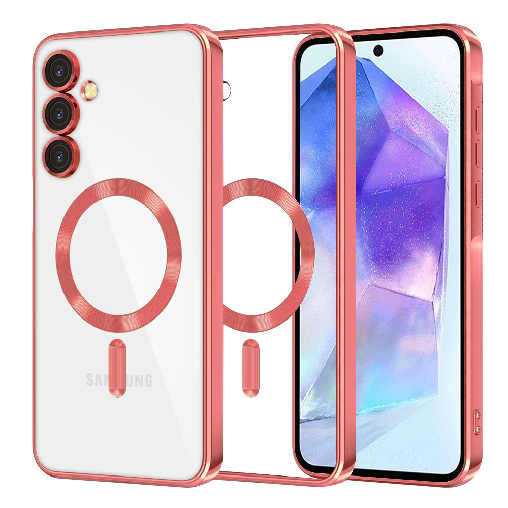 Husă transparentă Techsuit Luxury Crystal MagSafe Galaxy A55 5G – Roșu – imagine 3