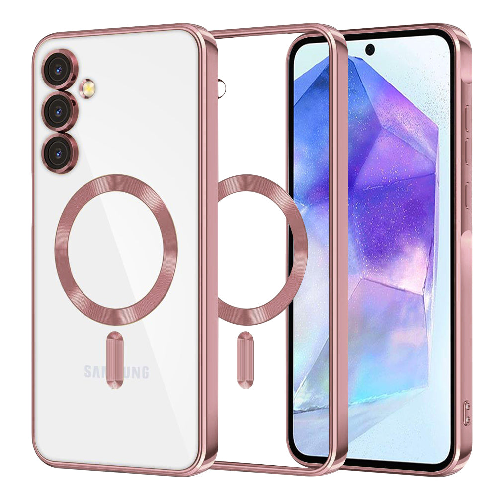 Husă transparentă Techsuit Luxury Crystal MagSafe Galaxy A55 5G – Roz – imagine 2
