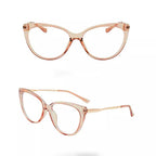 Ochelari lumină albastră femei, cat eye transparent – Techsuit F5018 – Maro transparent – imagine 3