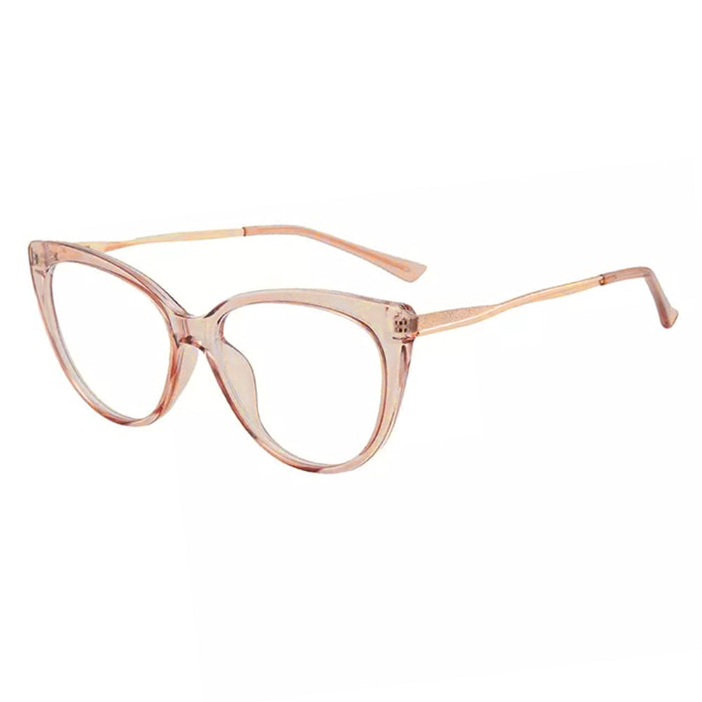 Ochelari lumină albastră femei, cat eye transparent – Techsuit F5018 – Maro transparent – imagine 2