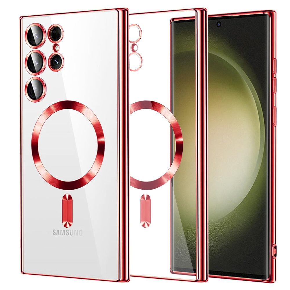 Husă transparentă Techsuit Luxury Crystal MagSafe Galaxy S23 Ultra – Roșu – imagine 3