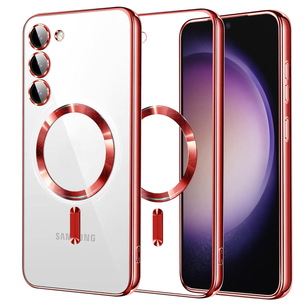 Husă transparentă Techsuit Luxury Crystal MagSafe Galaxy S23 – Roșu – imagine 1