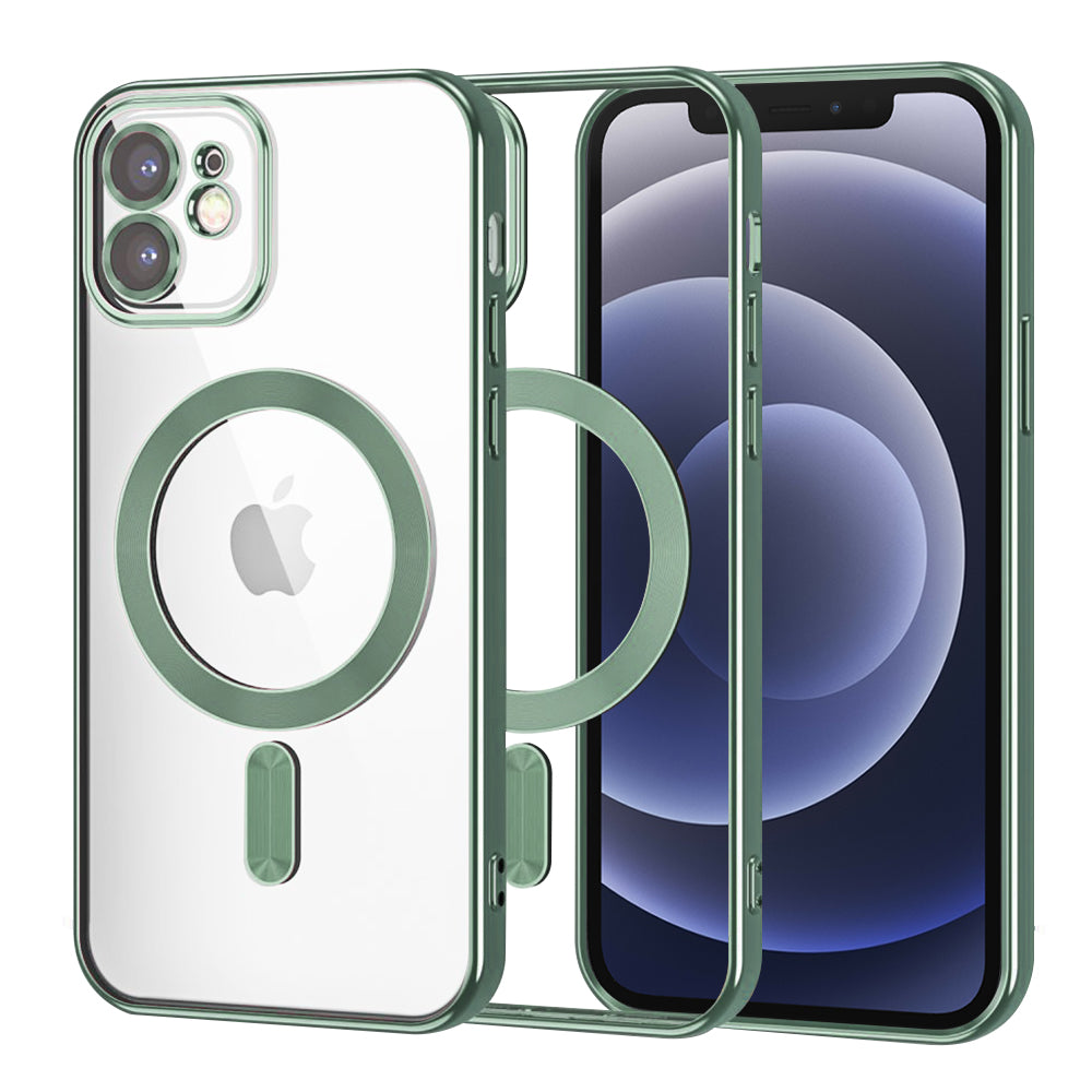 Husă transparentă Techsuit Luxury Crystal MagSafe iPhone 12 – Verde închis – imagine 3
