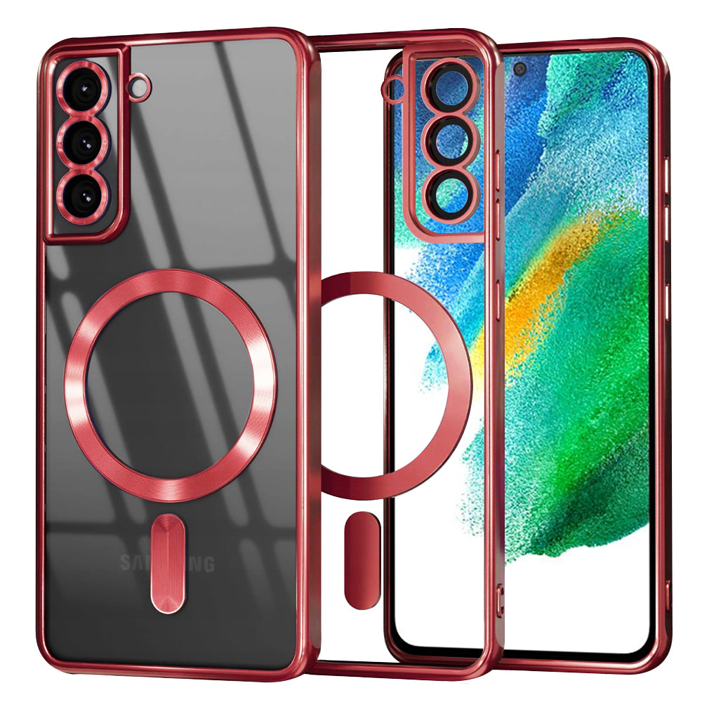 Husă transparentă Techsuit Luxury Crystal MagSafe Galaxy S21 FE – Roșu – imagine 5