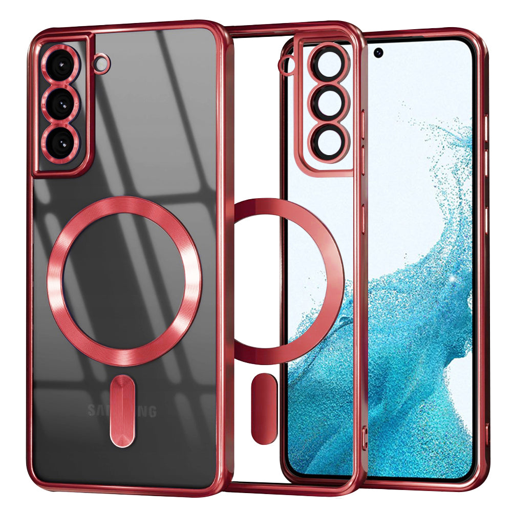 Husă transparentă Techsuit Luxury Crystal MagSafe Galaxy S22 – Roșu – imagine 1